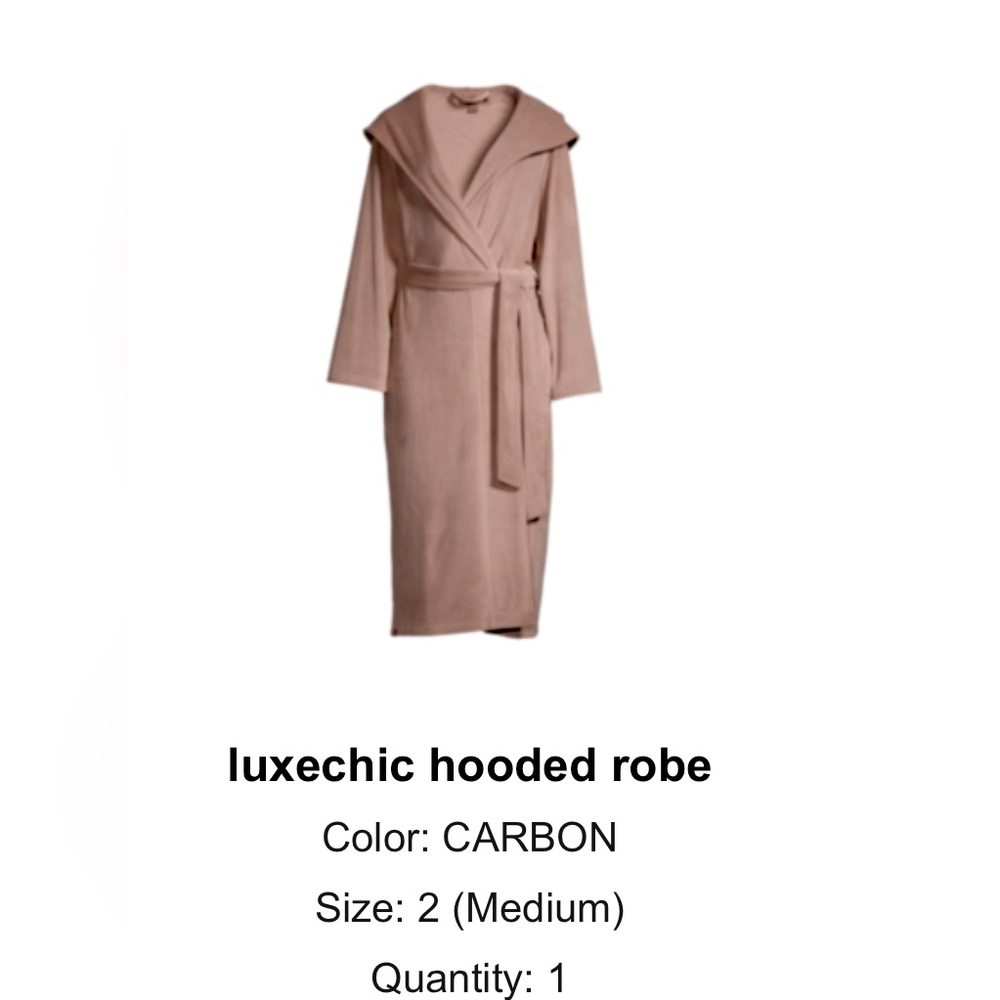Barefoot Dreams  Luxechic® Belted Hooded Robe NEW Carbon Gray Velour Cozy $198